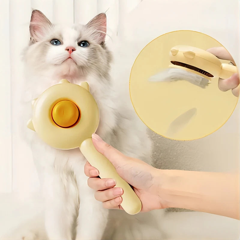 One-Button Self-Cleaning Pet Brush