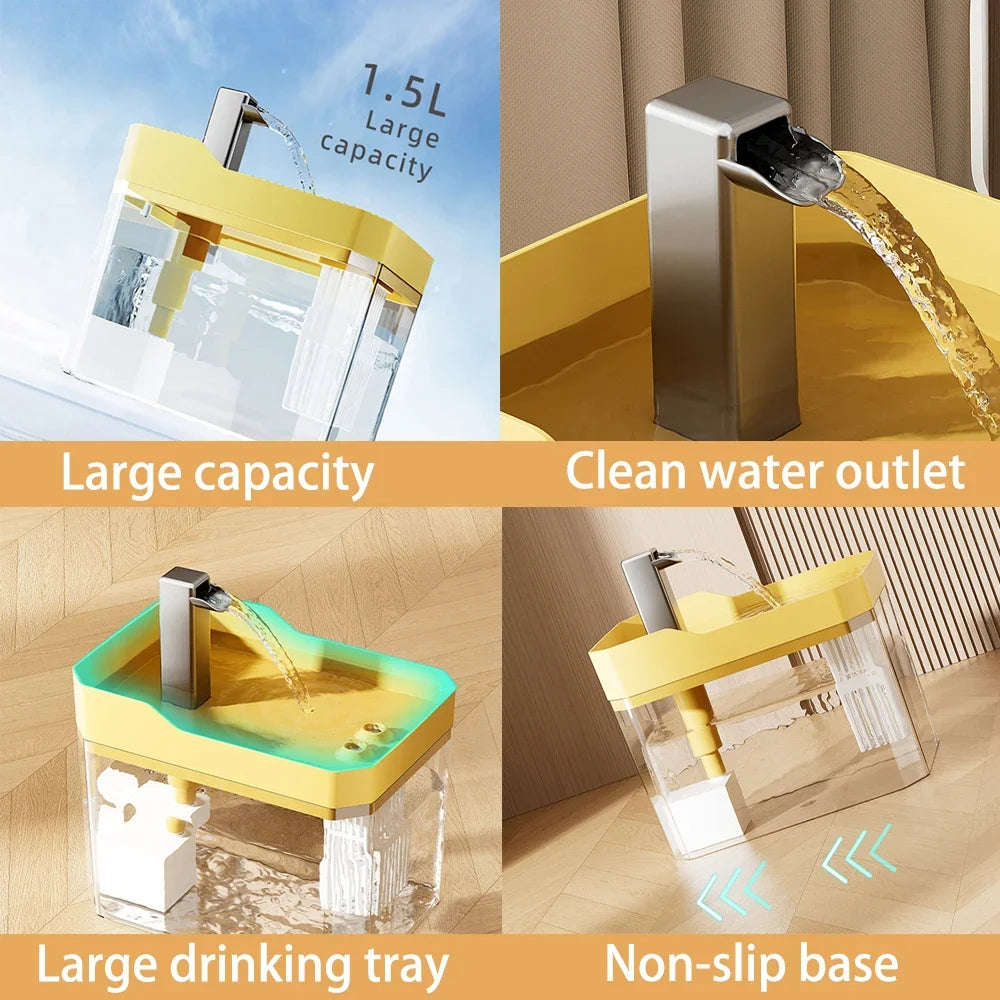 Transparent Auto Filter Cat Water Fountain