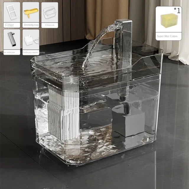 Transparent Auto Filter Cat Water Fountain