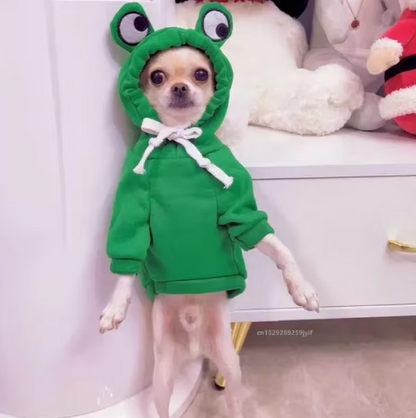 Green Frog Hoodie for Pets