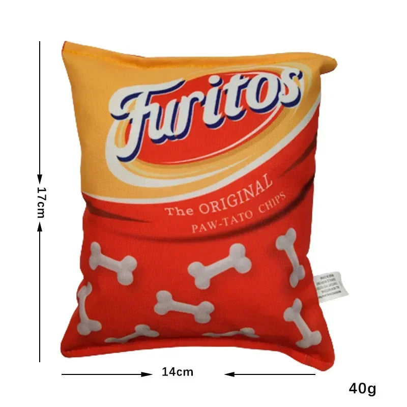 Potato Chip Bag Plush Squeaker Toy for Dogs